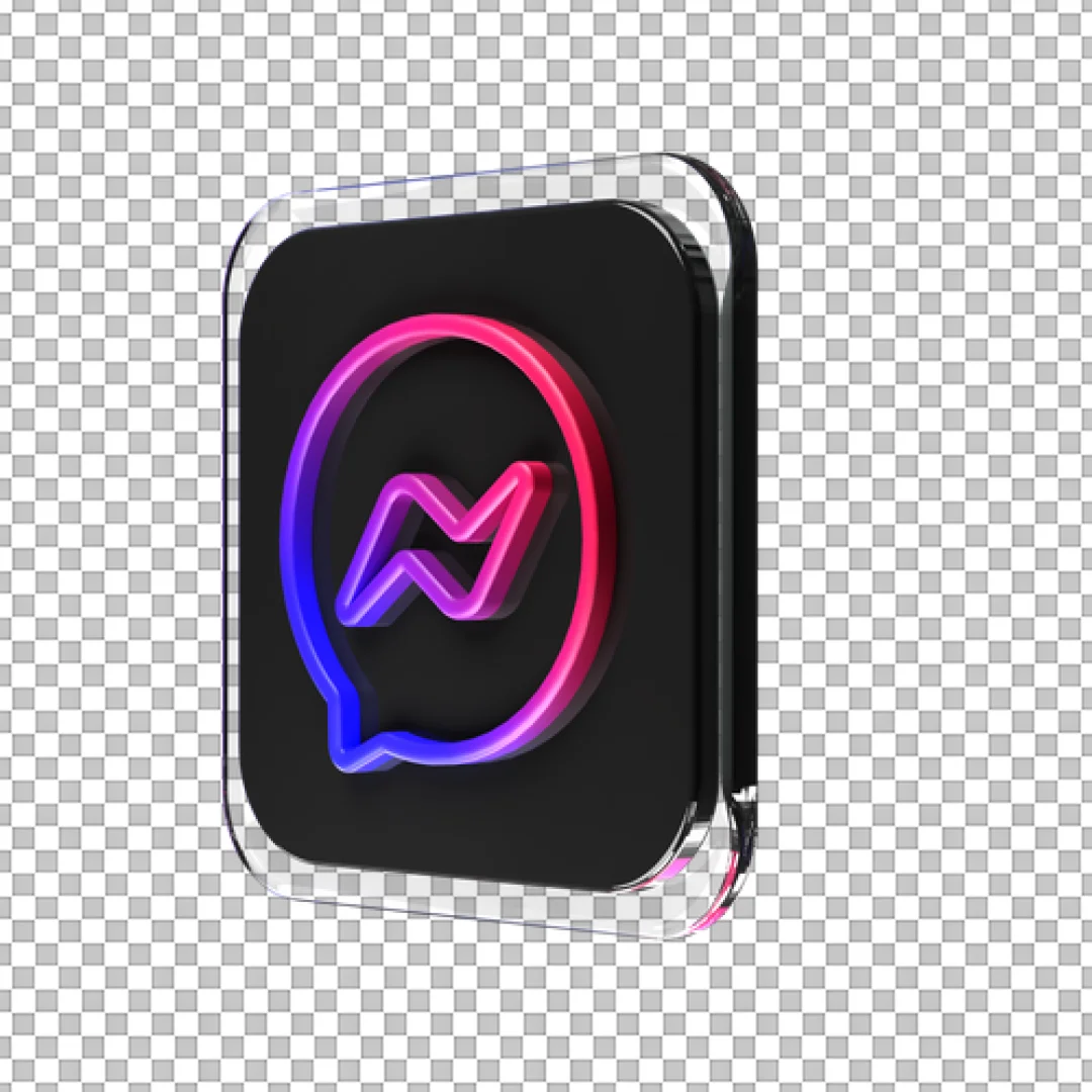 Black And Neon Red Messenger Icon PNG