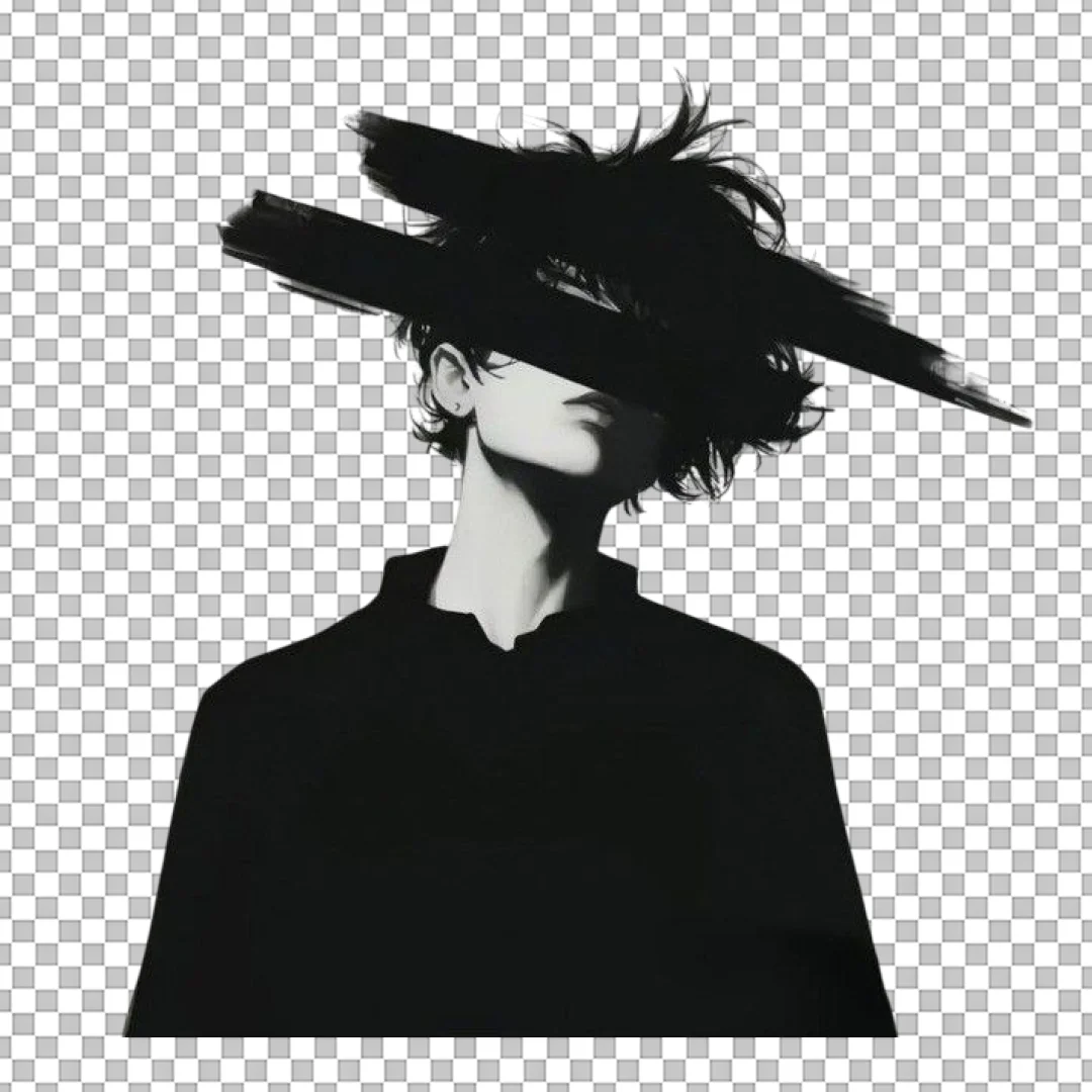 Abstract Black And White Portrait Illustration PNG