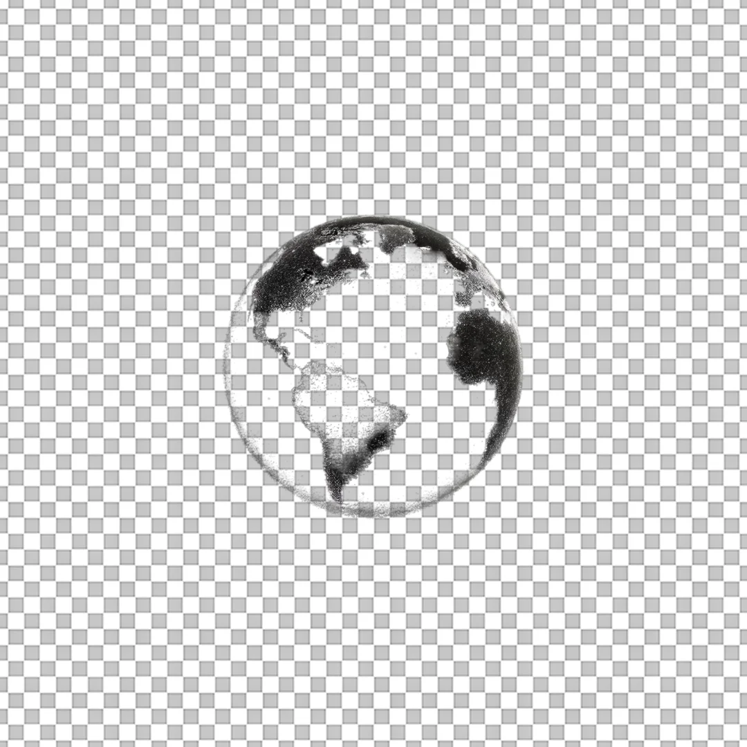 Black Dotted World Map Globe PNG