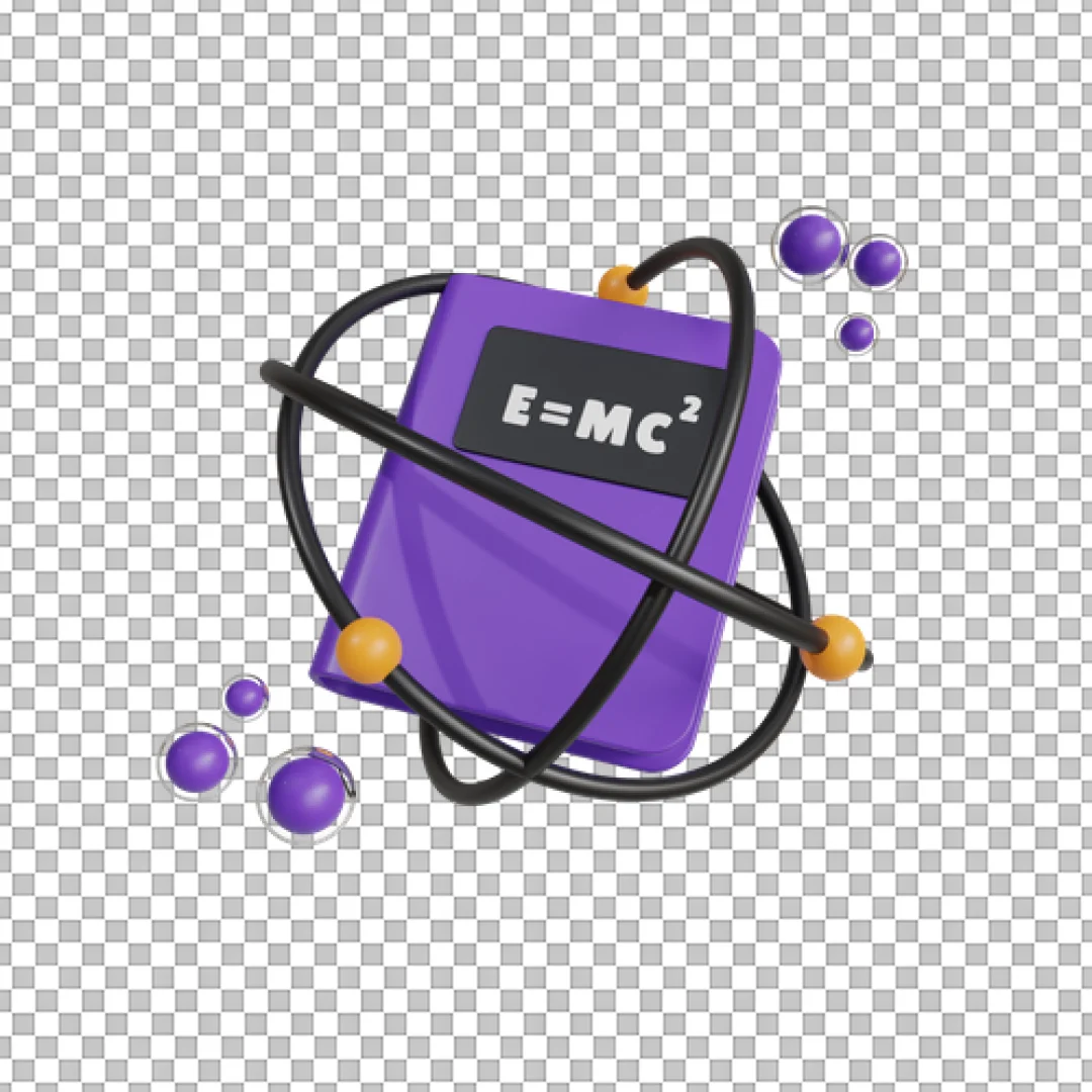 Purple Physics Book With Atom And Formula Icon PNG