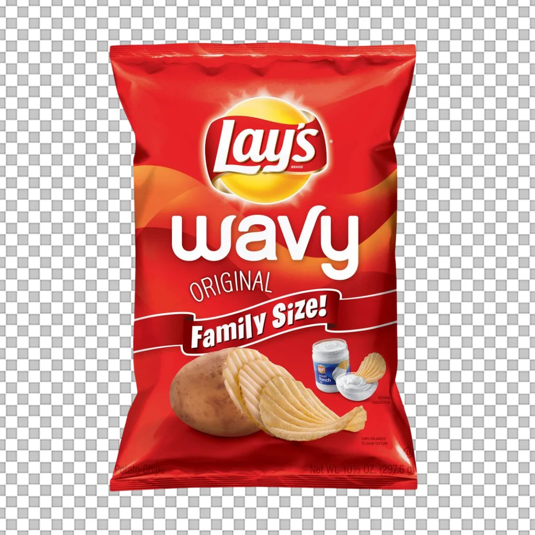 Lays Wavy Ranch Flavored Chips Bag PNG