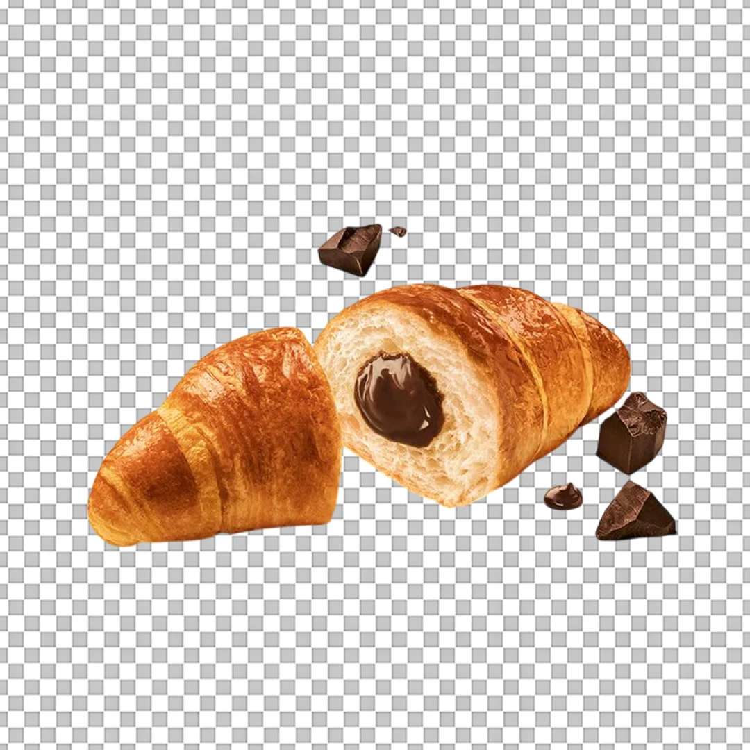 Chocolate Filled Croissant Cut In Half PNG