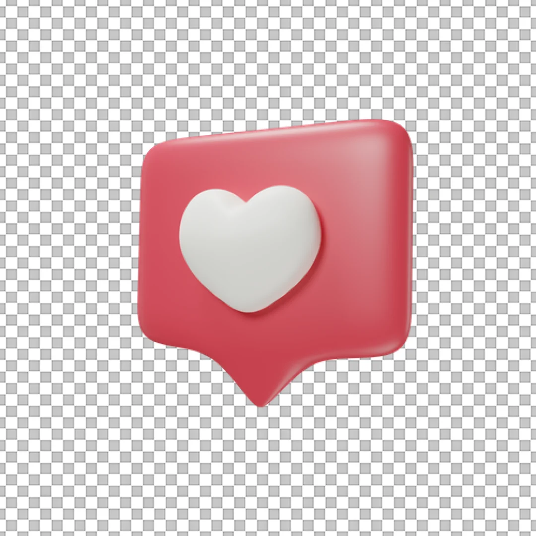 Red Square Heart Notification Icon PNG
