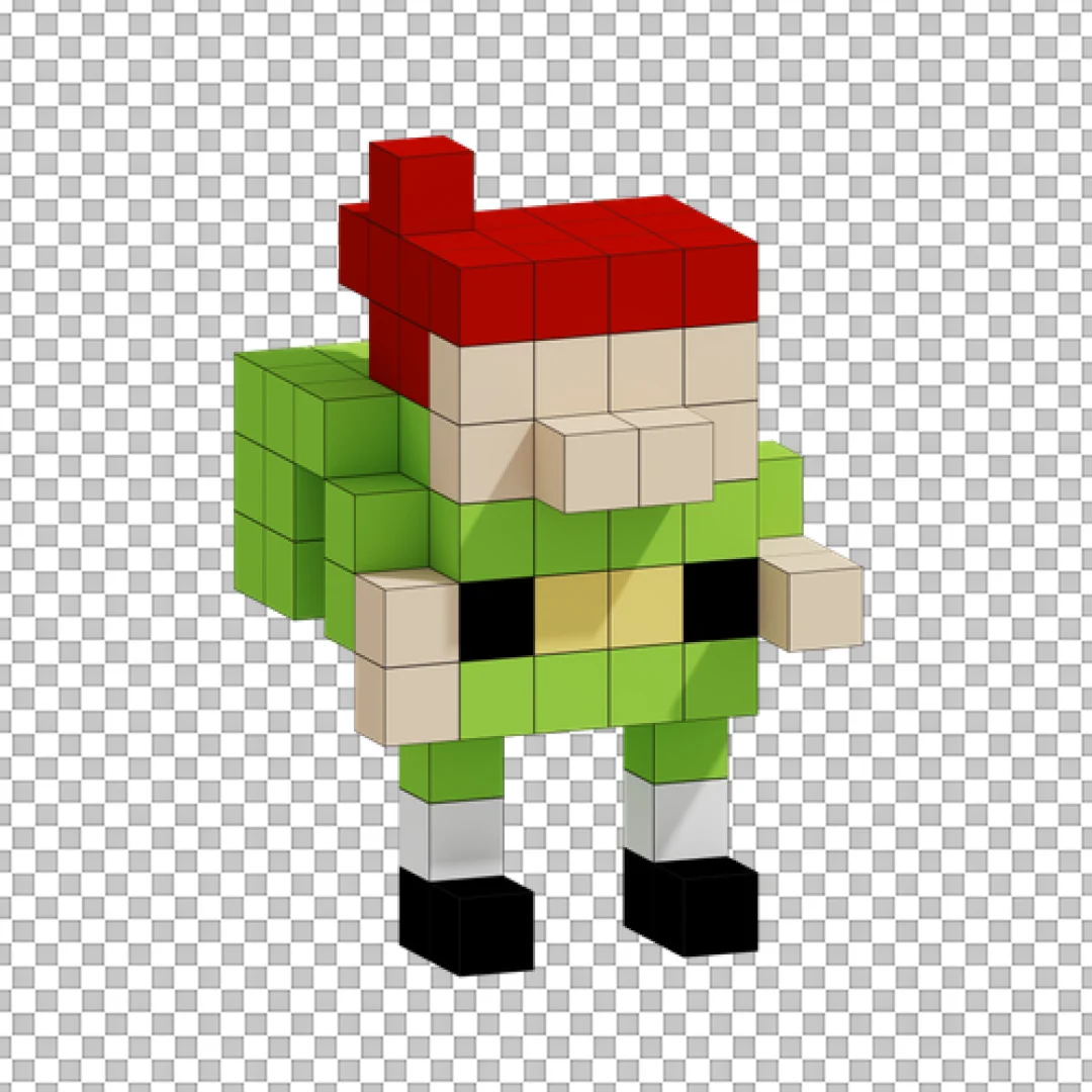 Voxel Art Elf Character PNG