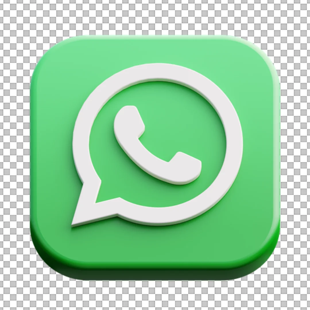 Green Glossy WhatsApp Logo 3D Icon PNG