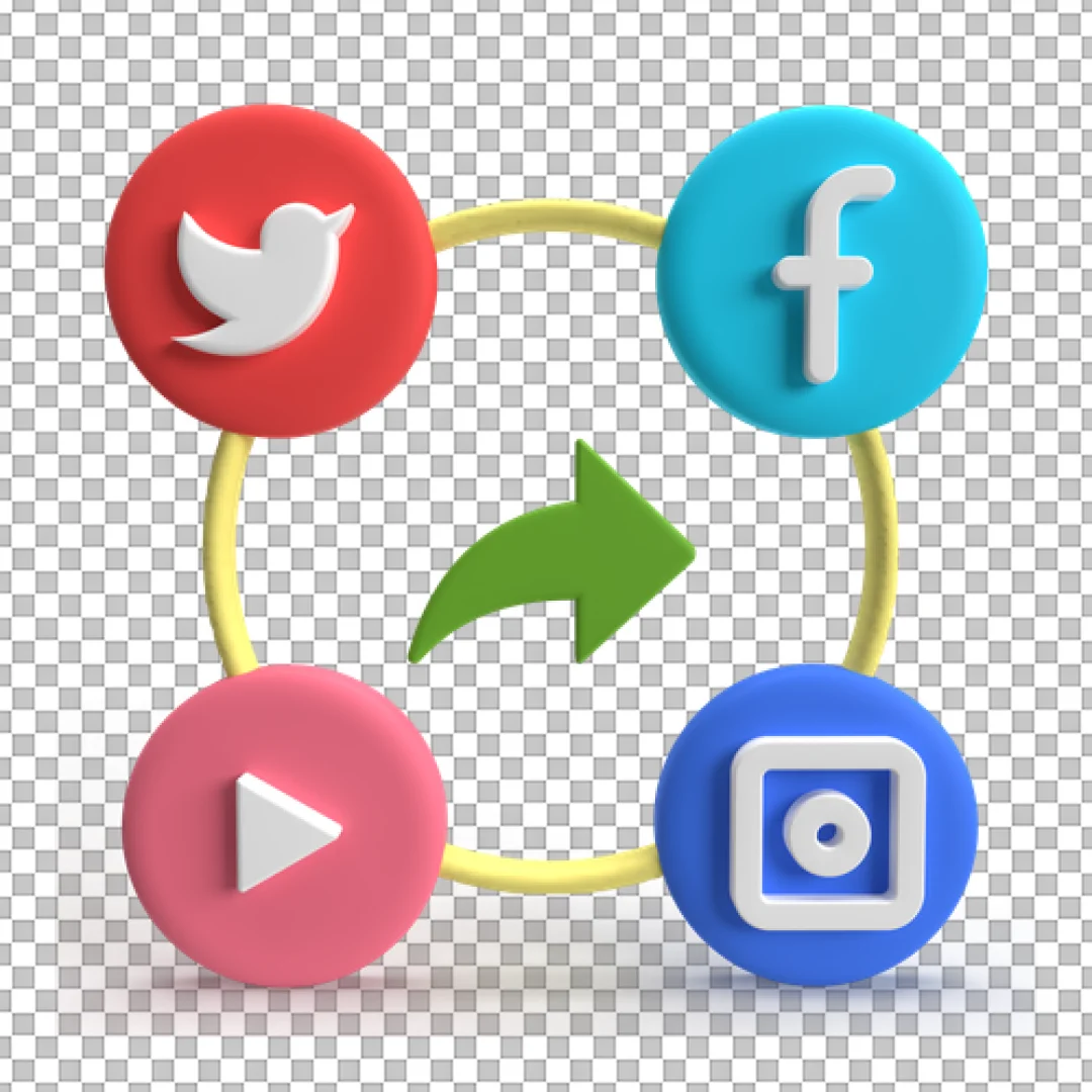 Social Media Network Circle 3D PNG