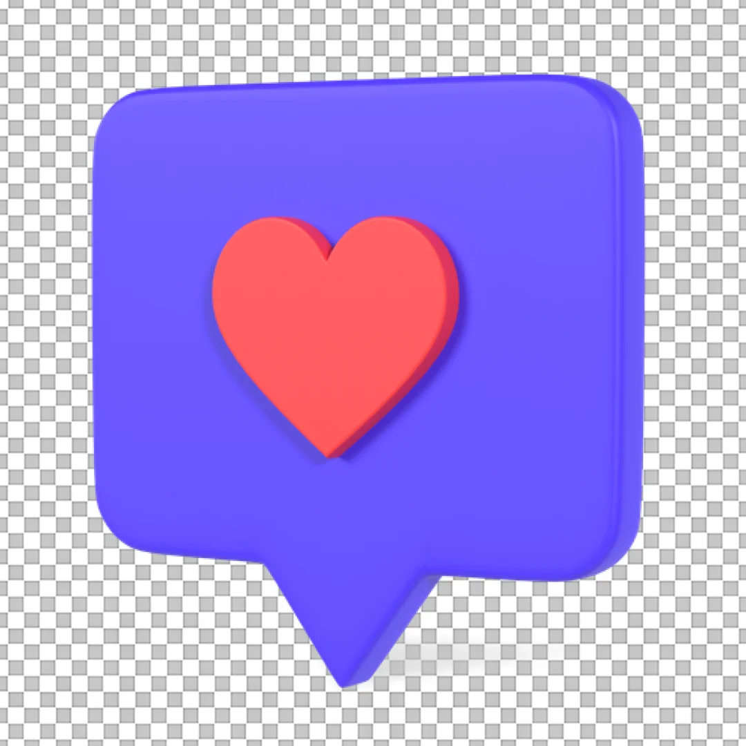 Purple Square Heart Speech Bubble PNG