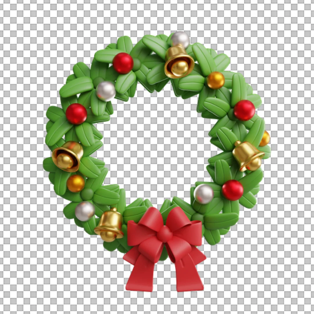 Decorated Christmas Wreath 3D Icon PNG