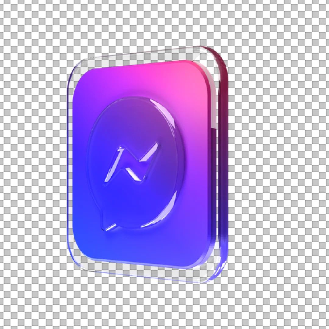 Glassy Purple Messenger Square Icon PNG