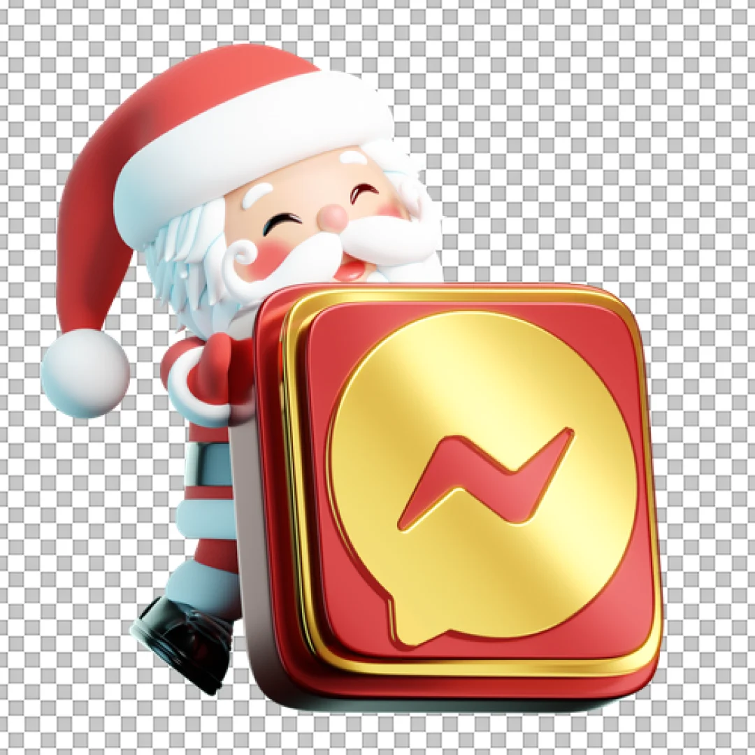 Cartoon Santa Claus With Messenger Logo PNG