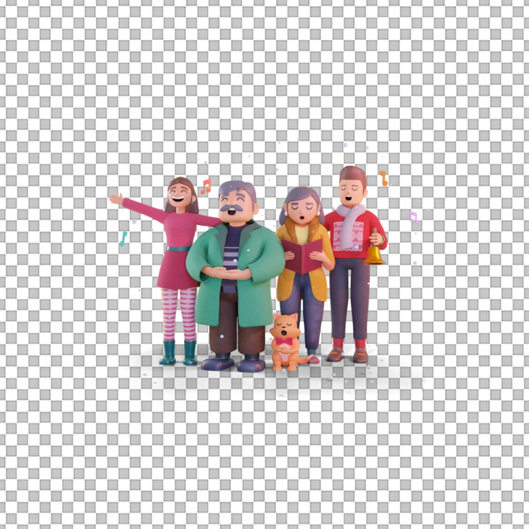 Christmas Carol Singers Family 3D PNG