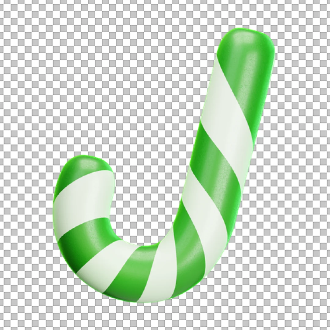 Green And White Candy Cane 3D Icon PNG