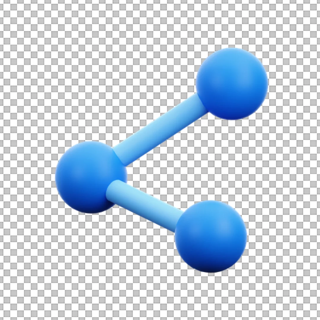 Blue 3D Network Share Icon PNG