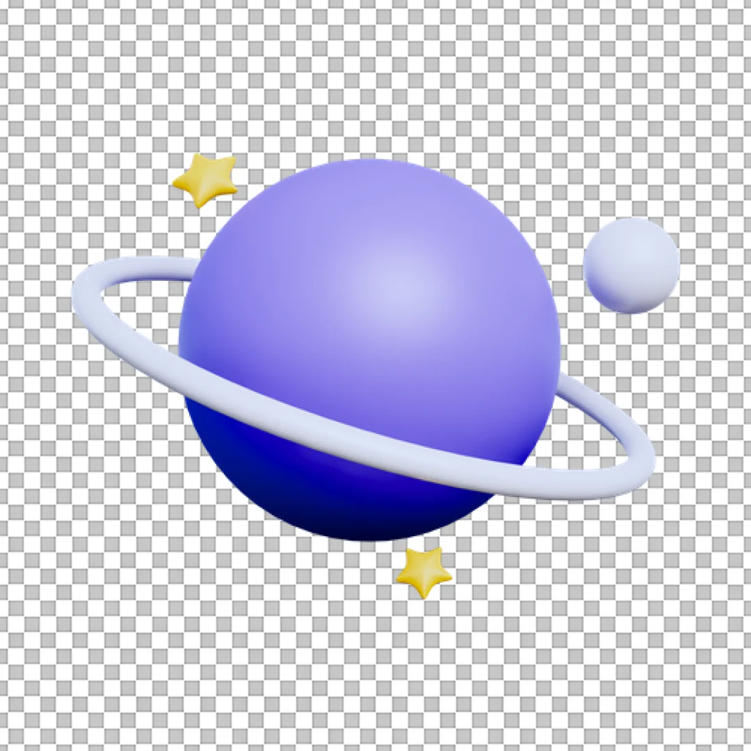 Purple Planet Saturn With Rings PNG
