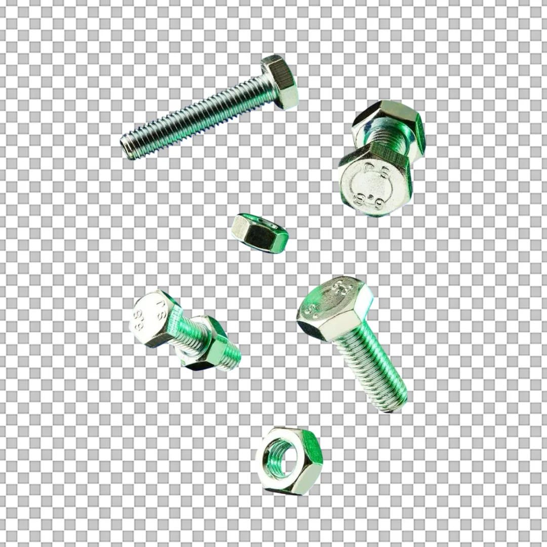 Floating Green Bolts And Nuts Pattern Clipart PNG