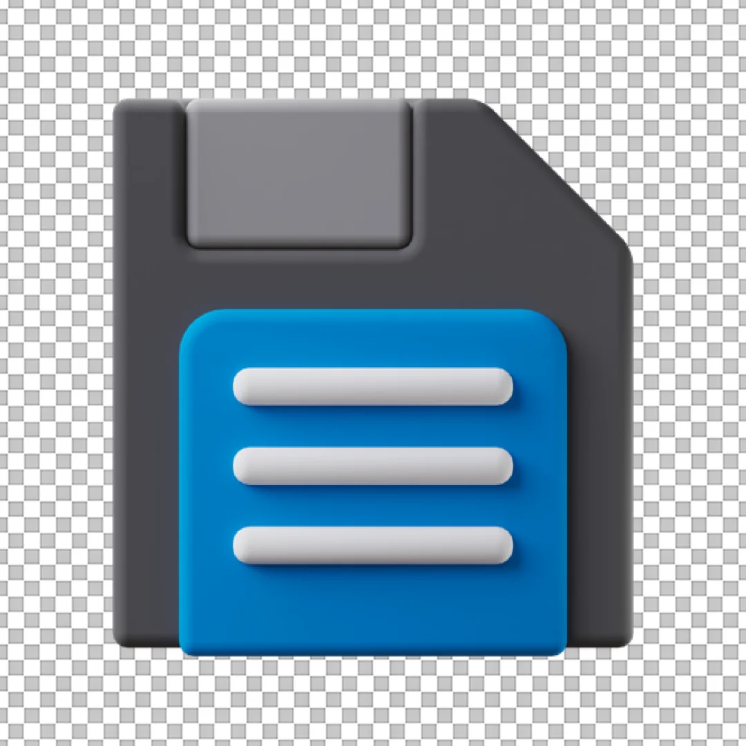 Grey Blue 3D Floppy Disk PNG