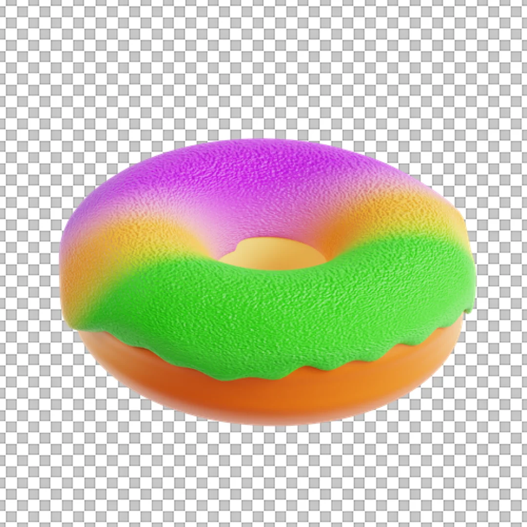 Colorful Glazed Donut With Textured Surface Food PNG