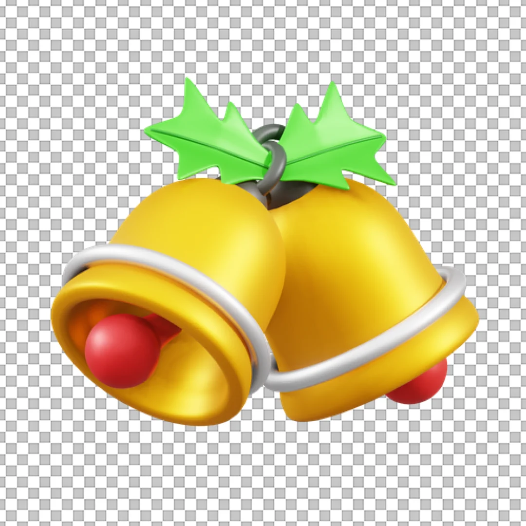 Pair Of Gold Jingle Bells 3D Icon PNG