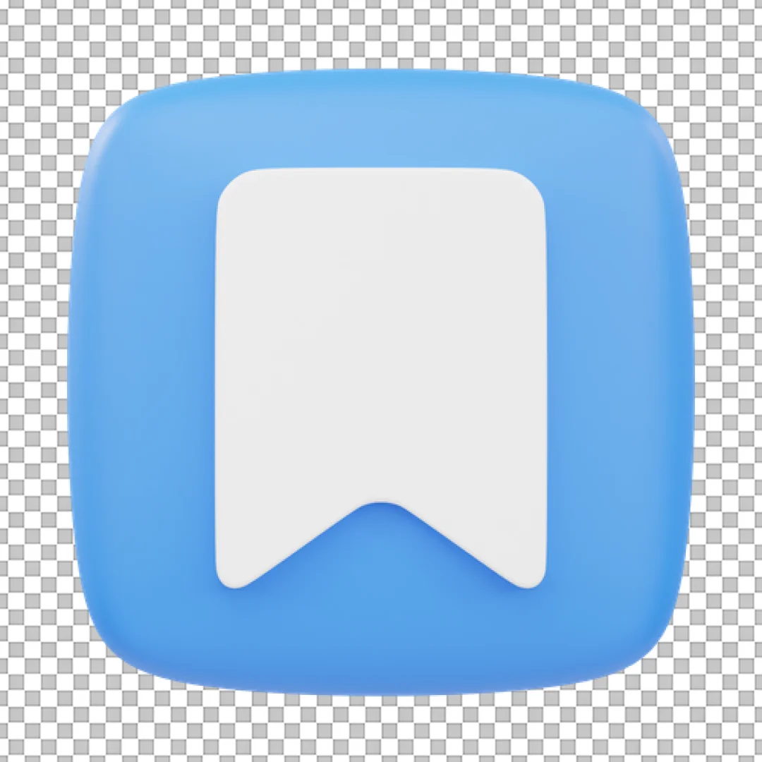 Blue Square White Bookmark Icon PNG