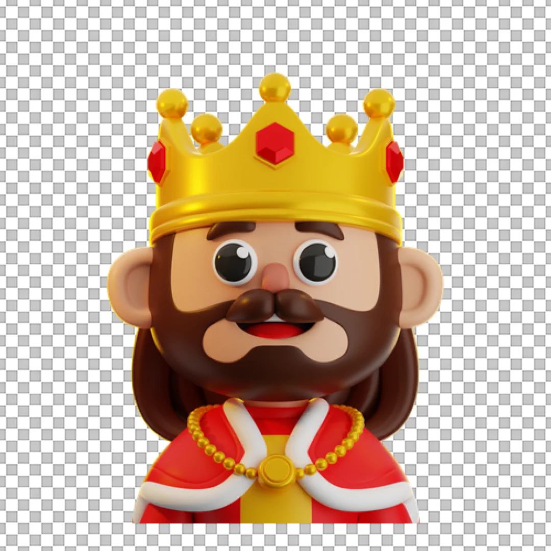 Cute 3D Cartoon King Avatar PNG