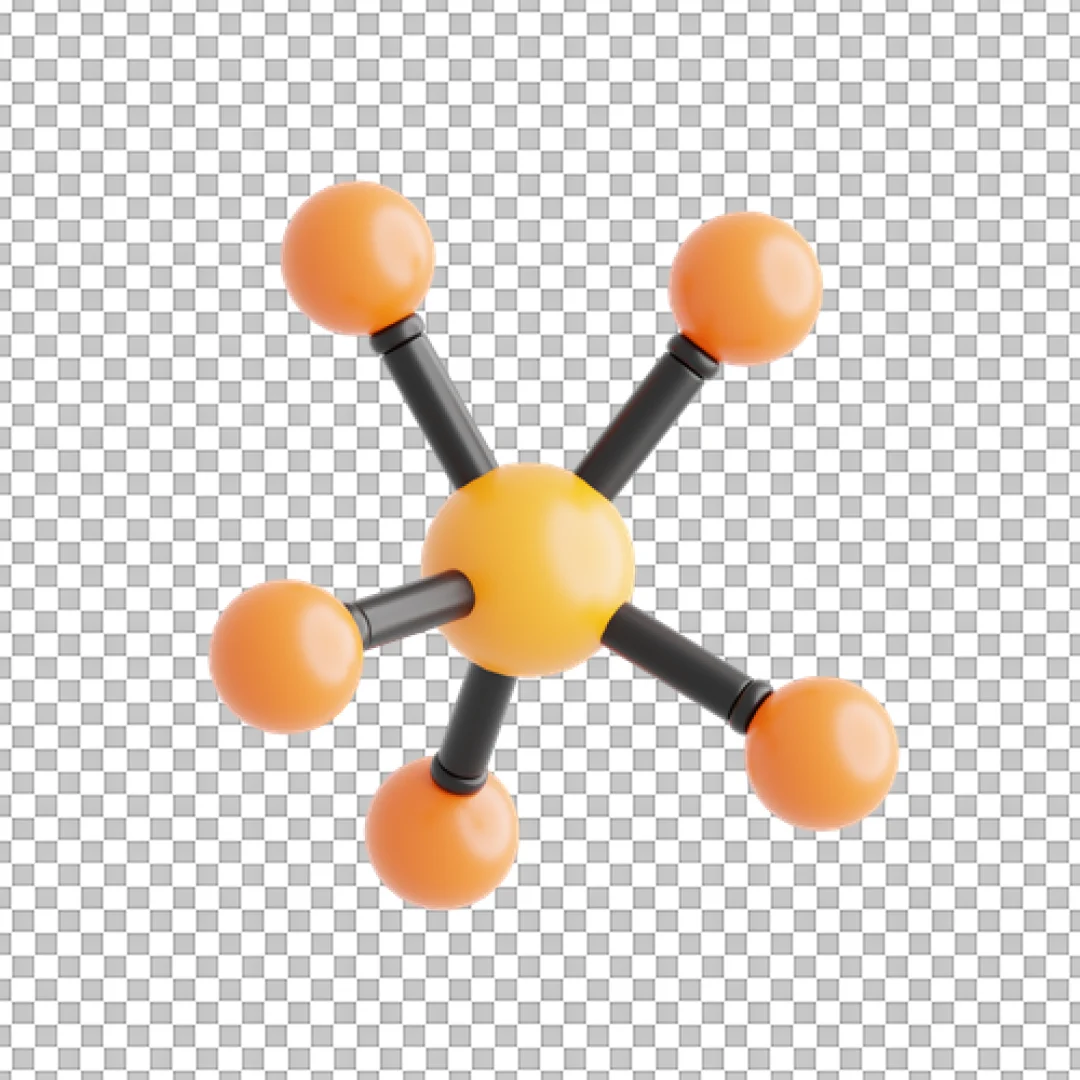 Orange 3D Complex Network Node PNG