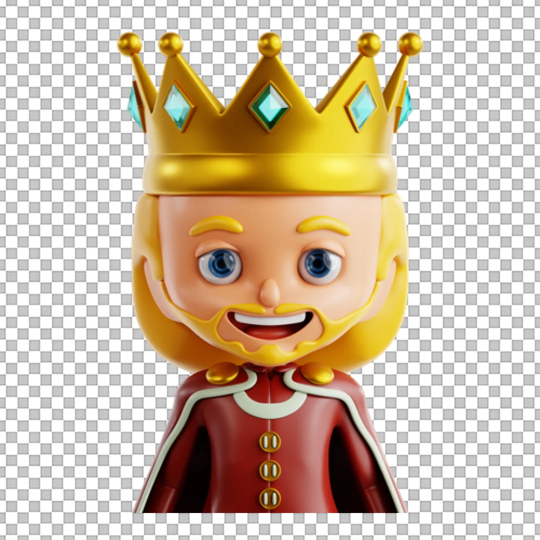 Blonde 3D King Character PNG