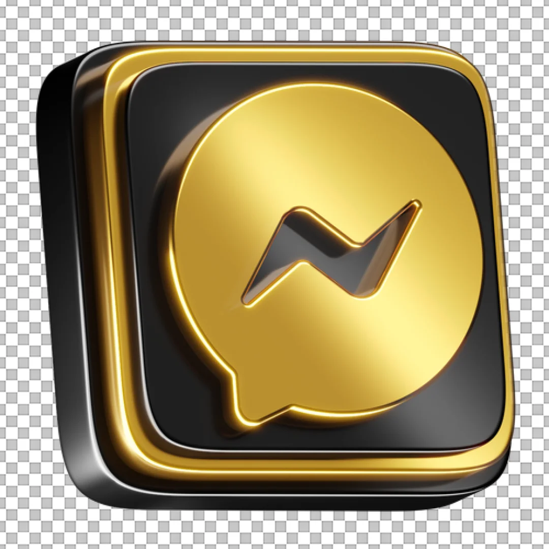 Black And Gold Messenger Square Icon PNG