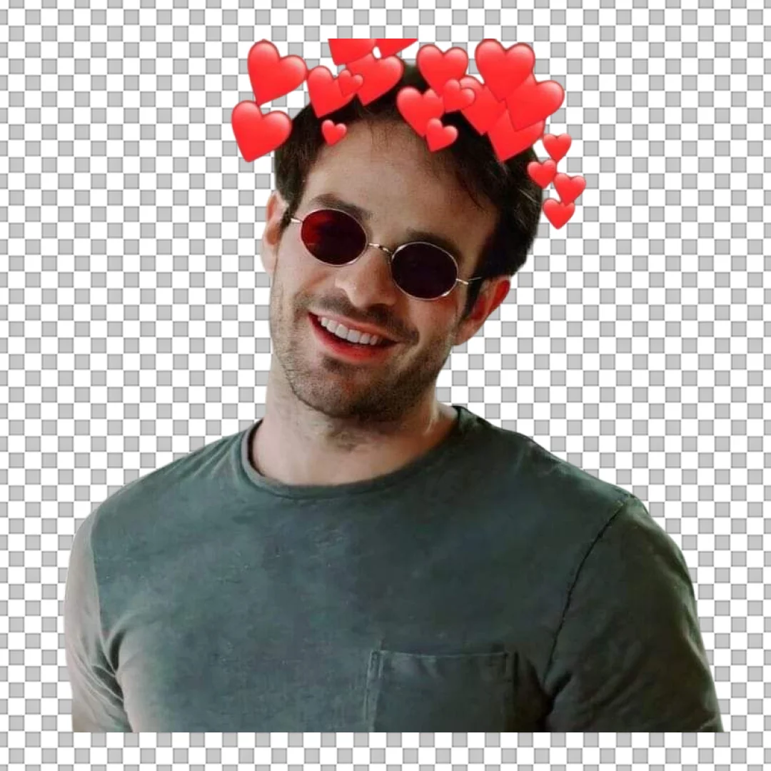 Smiling Man With Hearts Daredevil Meme Clipart PNG