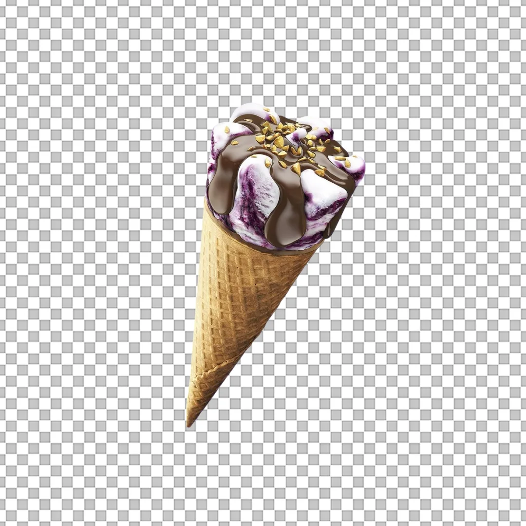 Blueberry Swirl Ice Cream Cone PNG