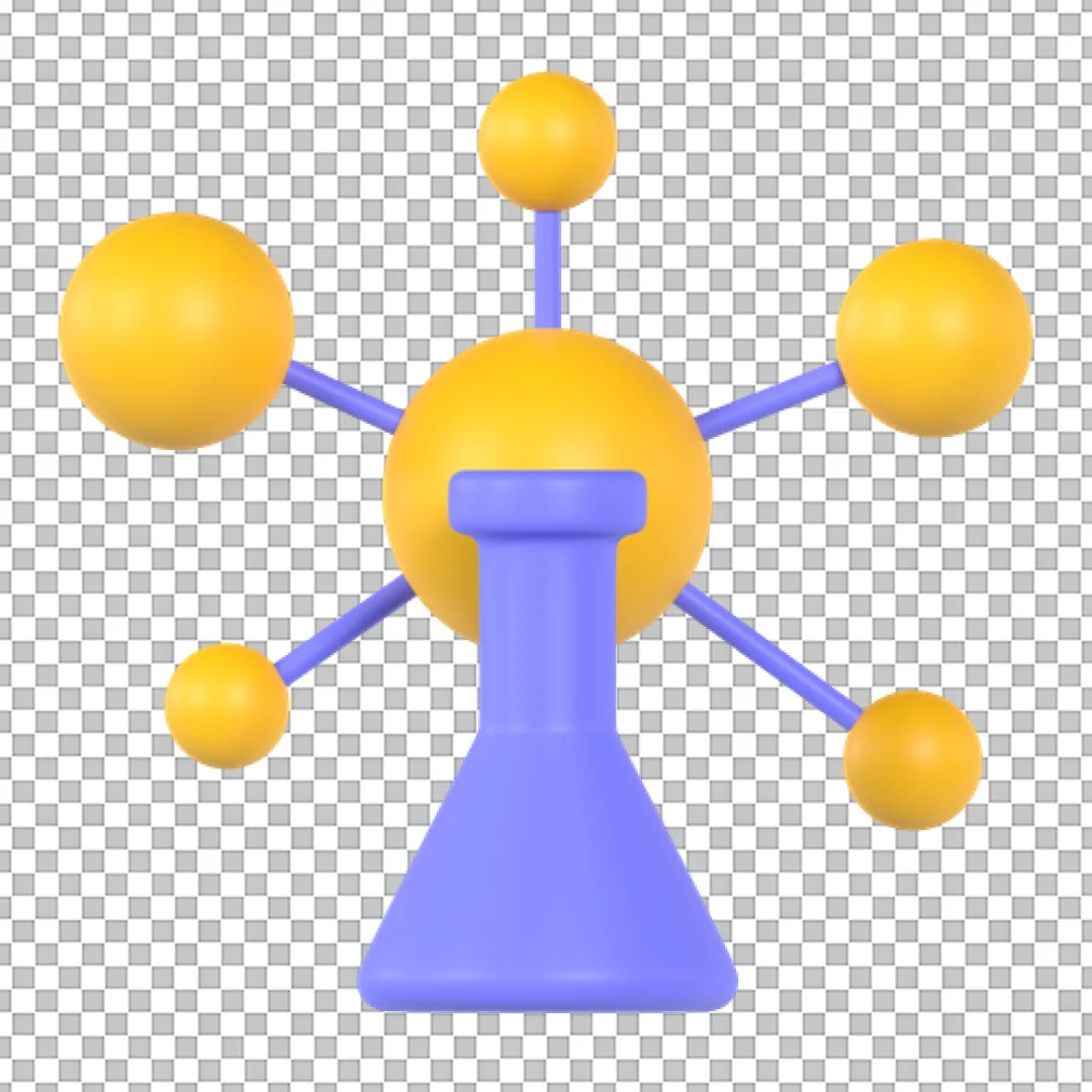Purple Chemistry Flask Connected To Molecule Network Icon PNG