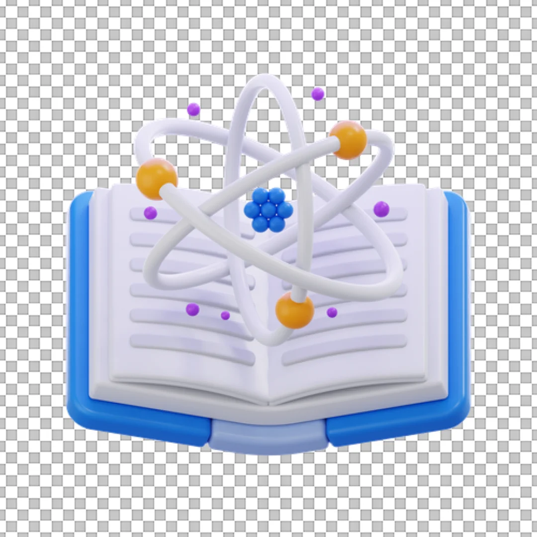 Open Book With Floating Science Atom Structure Icon PNG