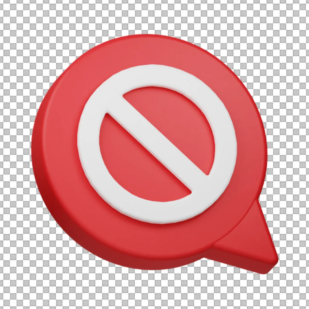 Red Blocked Sign Speech Bubble Icon PNG