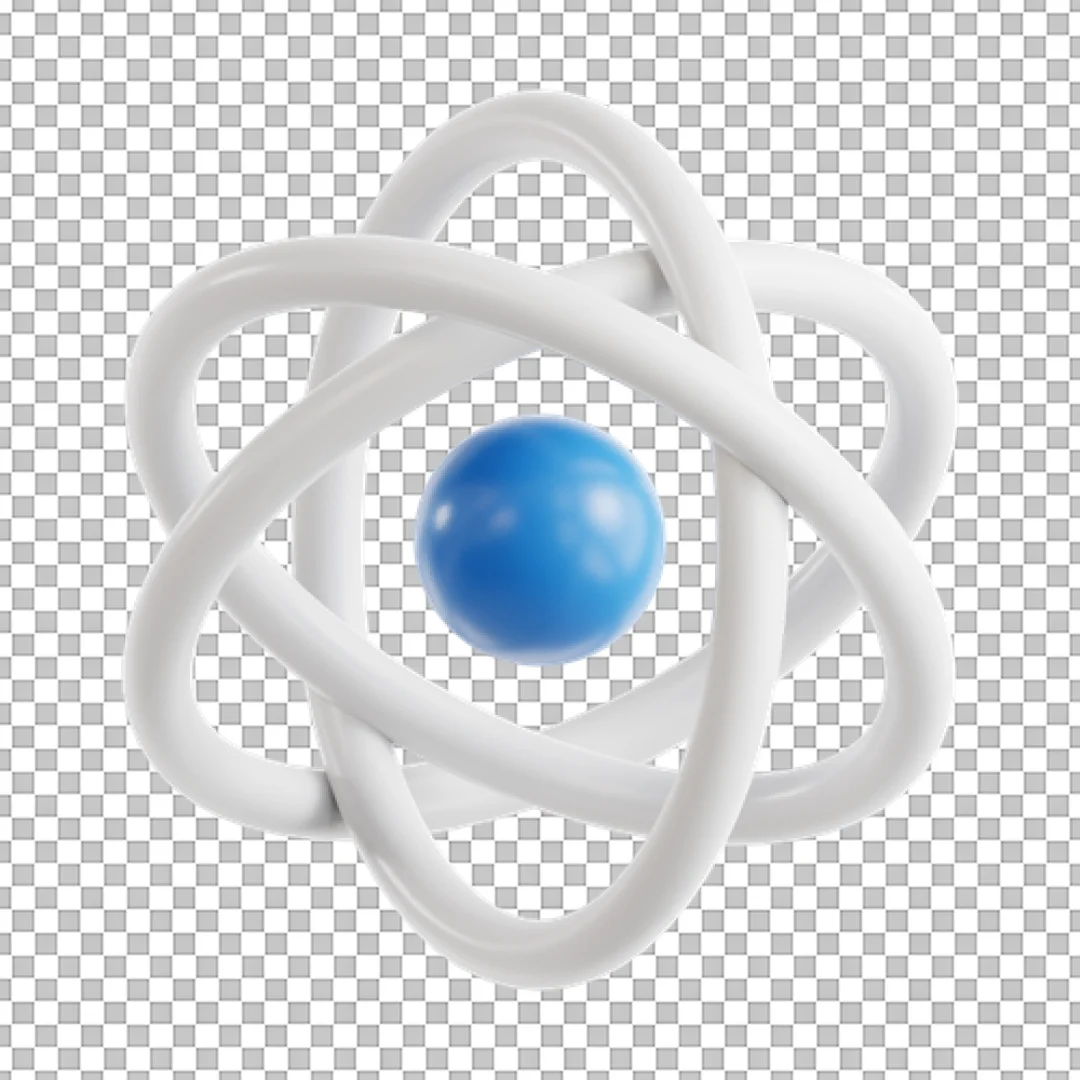 White Atom Structure With Blue Nucleus Science Icon PNG