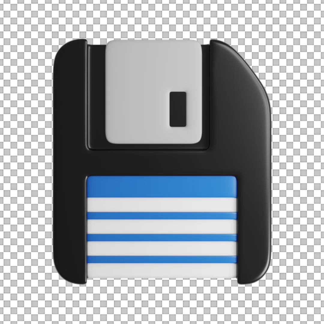 Black Blue Striped Floppy Disk PNG
