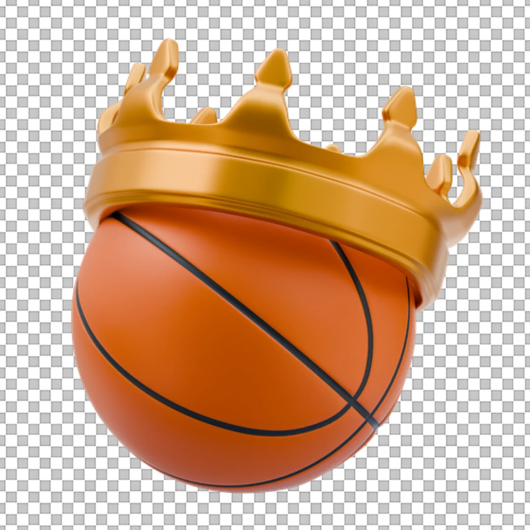 Orange Basketball Wearing Gold Royal Crown Sports PNG