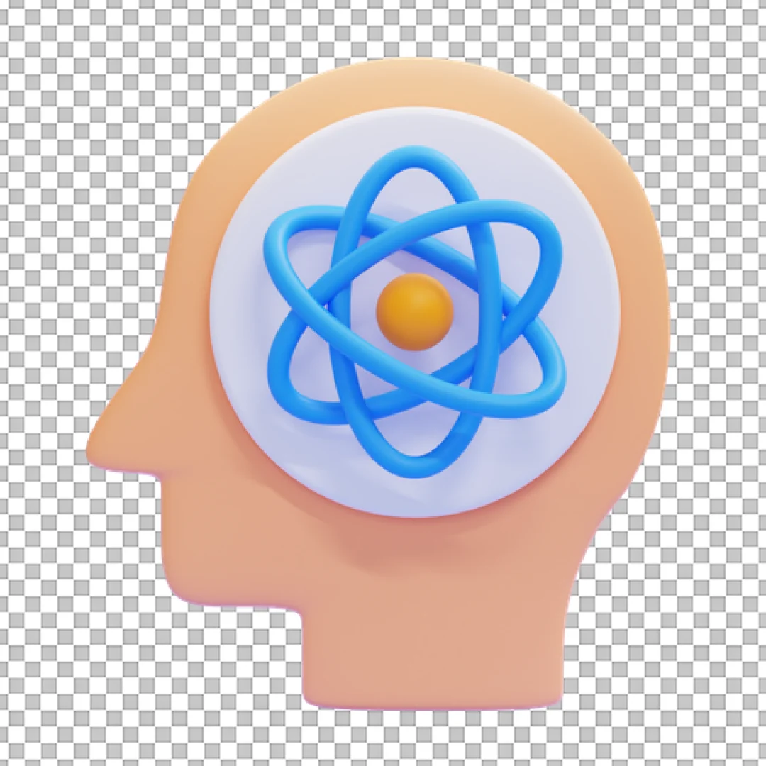 Human Head Silhouette With Atom Brain Icon Medical PNG