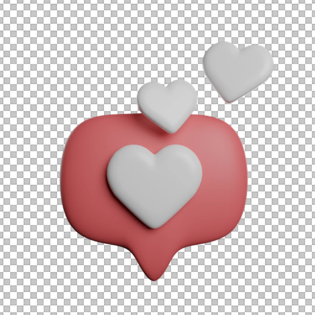 Red Bubble Flying Hearts Icon PNG
