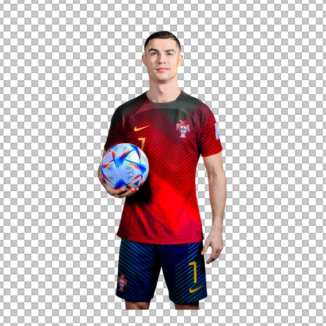 Cristiano Ronaldo Portugal Jersey Holding Ball PNG