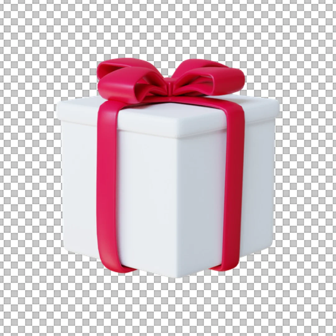 White Gift Box Pink Ribbon PNG