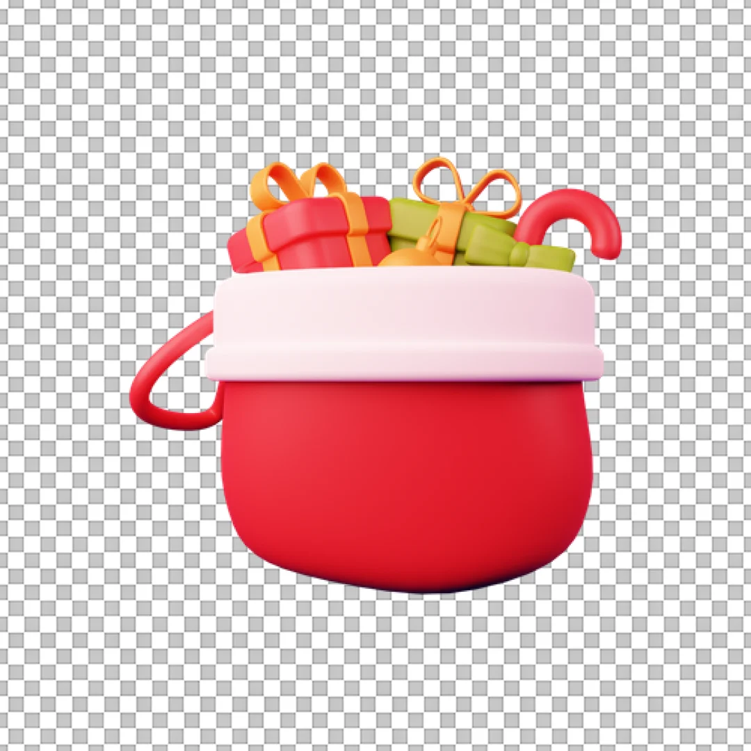 Red Christmas Bag Filled With Colorful Gift Boxes PNG