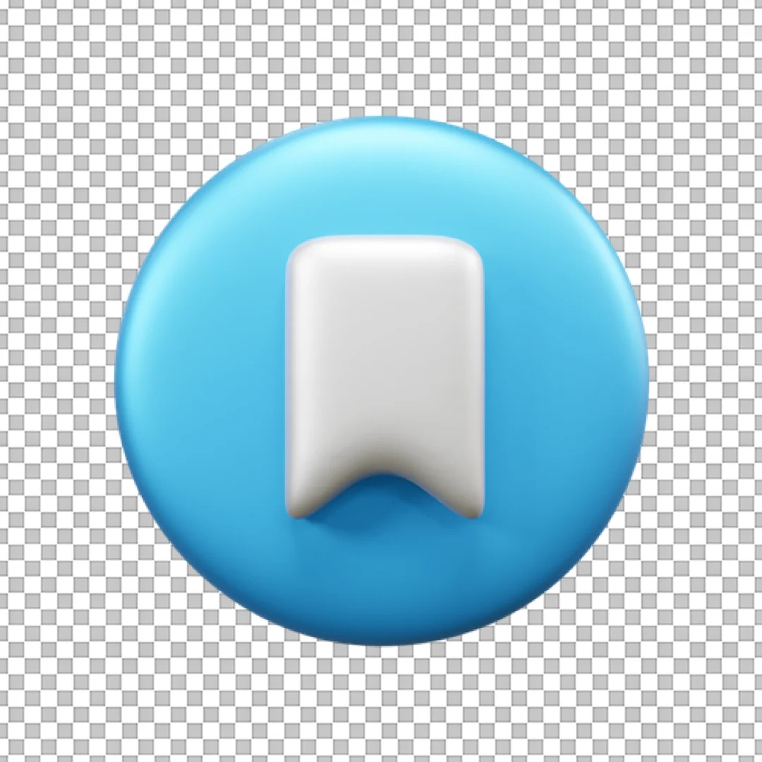Blue Round 3D Bookmark Icon PNG