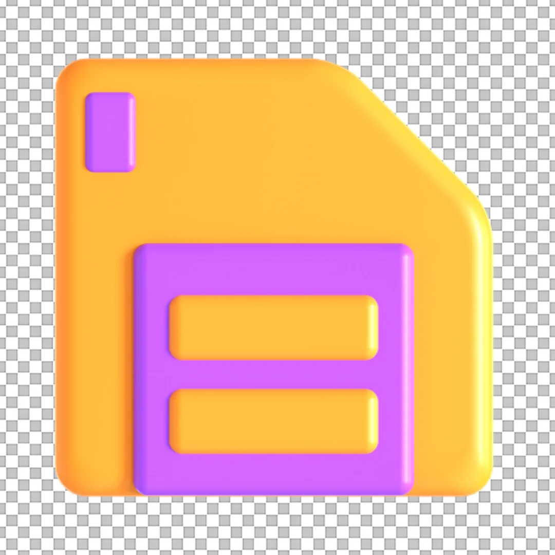 Orange and Purple 3D Floppy Disk PNG