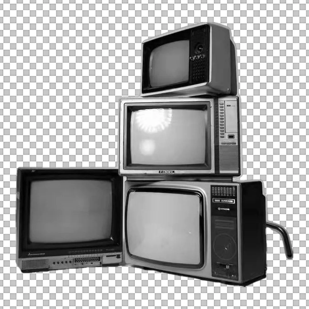 Stack Of Retro CRT Televisions Vintage Clipart PNG