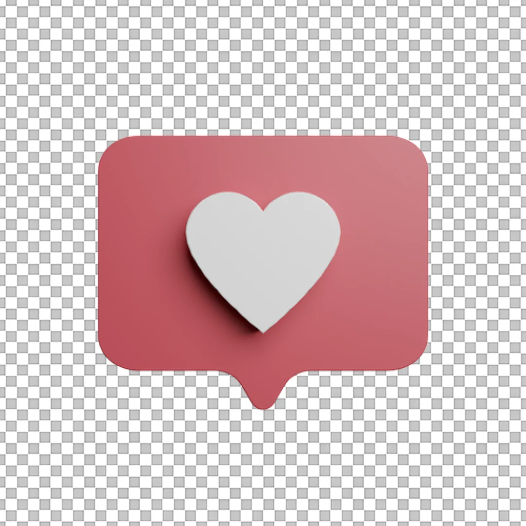 Matte Red Heart Speech Bubble PNG
