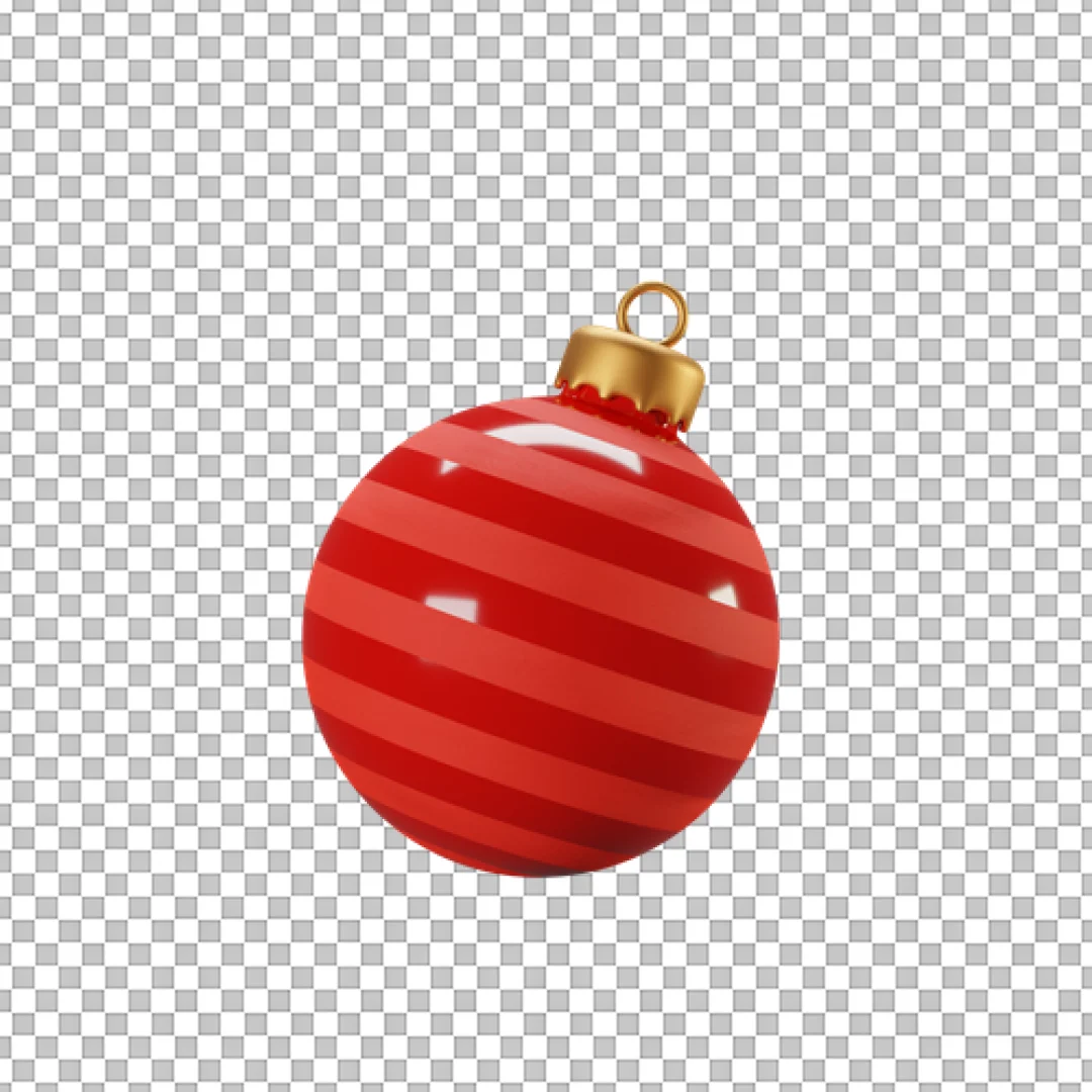 Red Striped 3D Christmas Bauble PNG