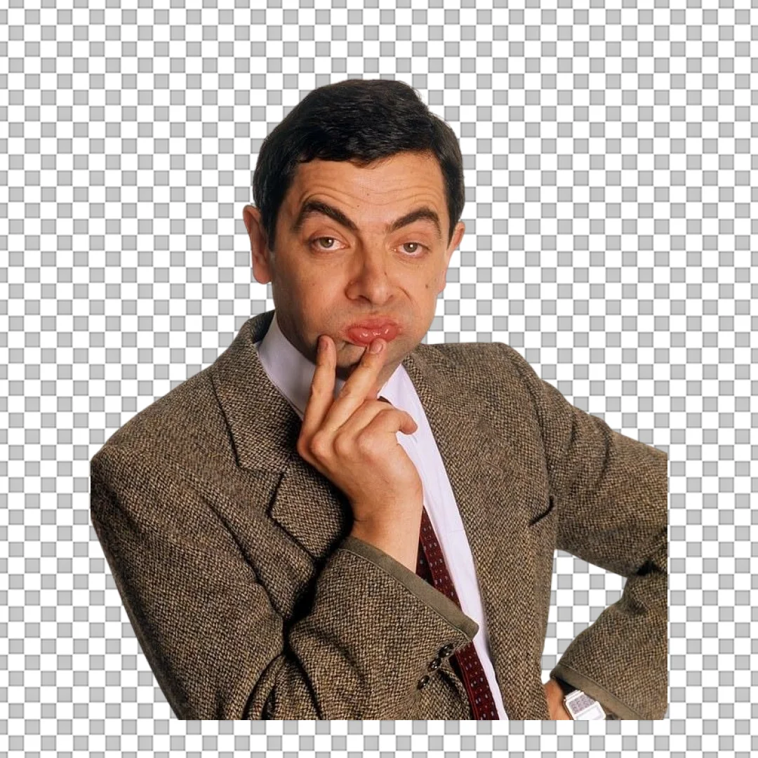 Mr Bean Thinking Pouty Face Meme Clipart PNG
