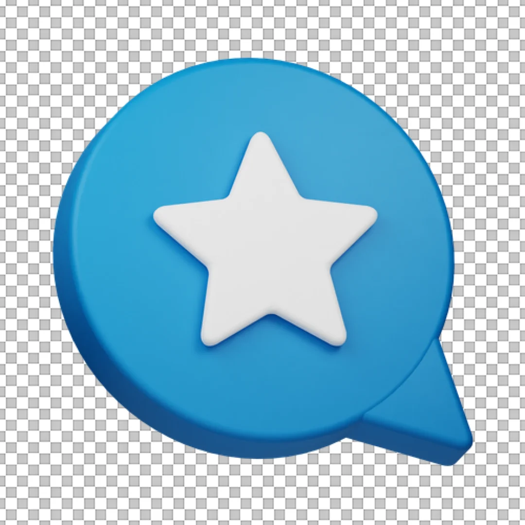 Blue Circle Bubble White Star PNG