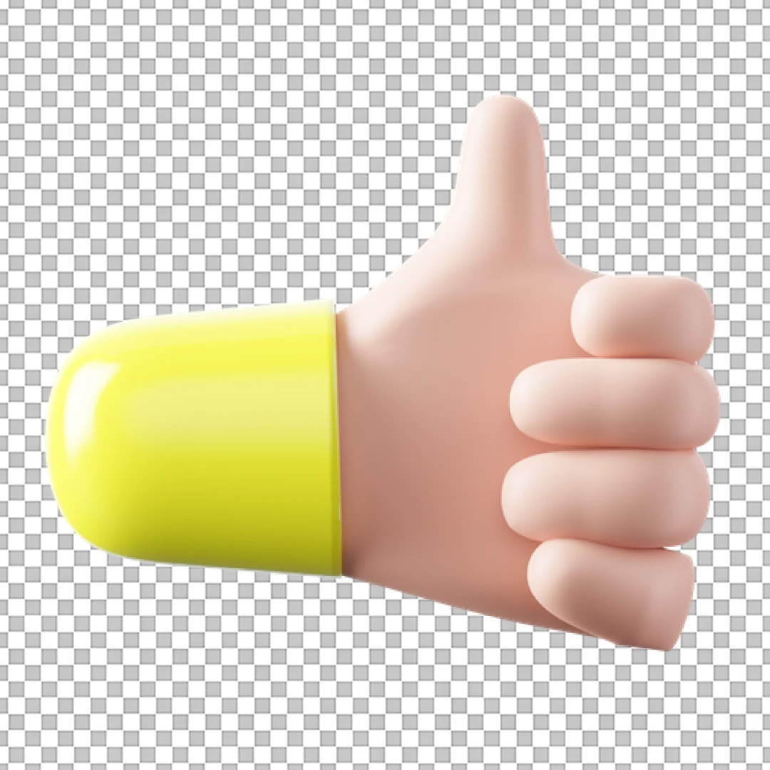 Yellow Sleeve Thumbs Up Hand PNG