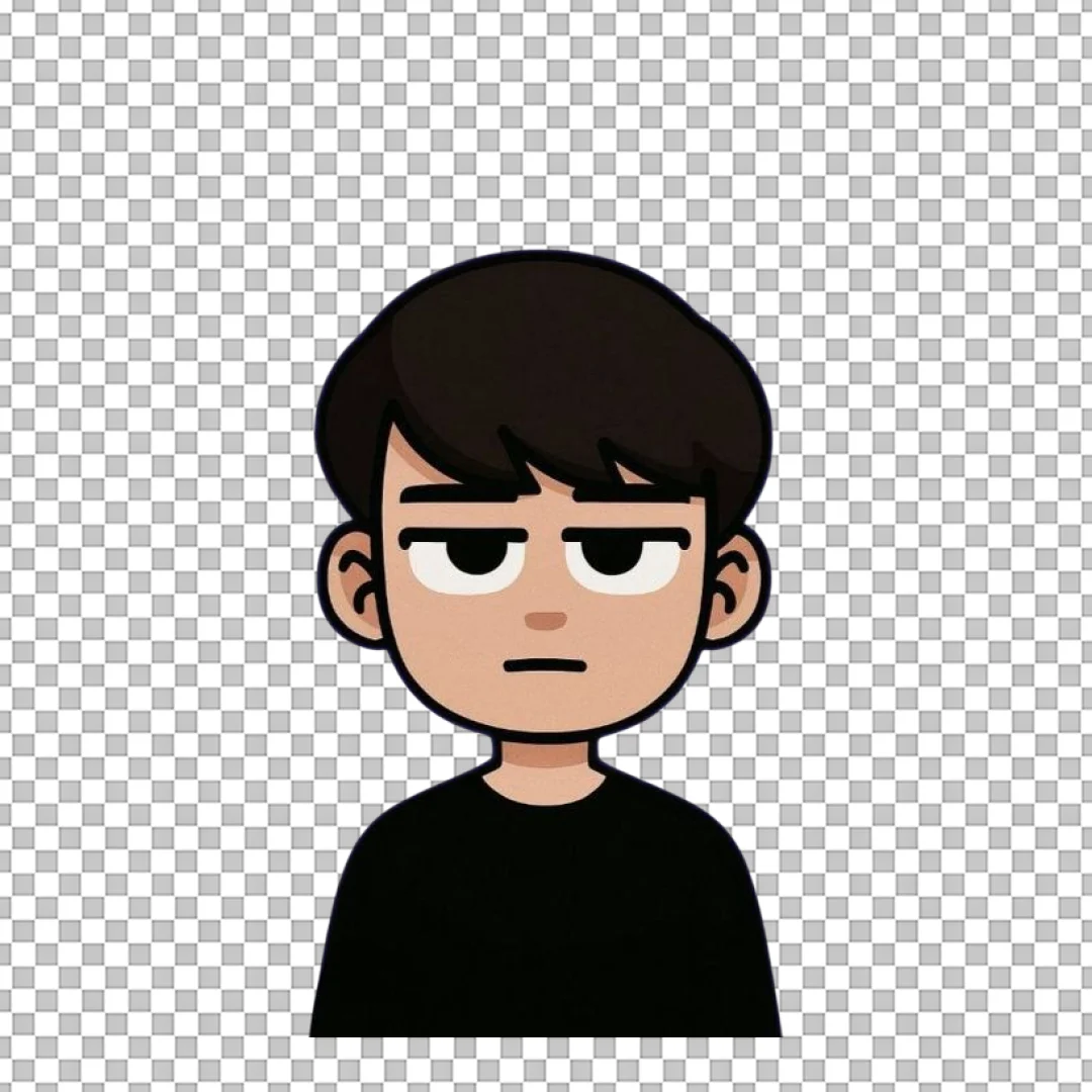 Bored Cartoon Boy Character Portrait Illustration PNG