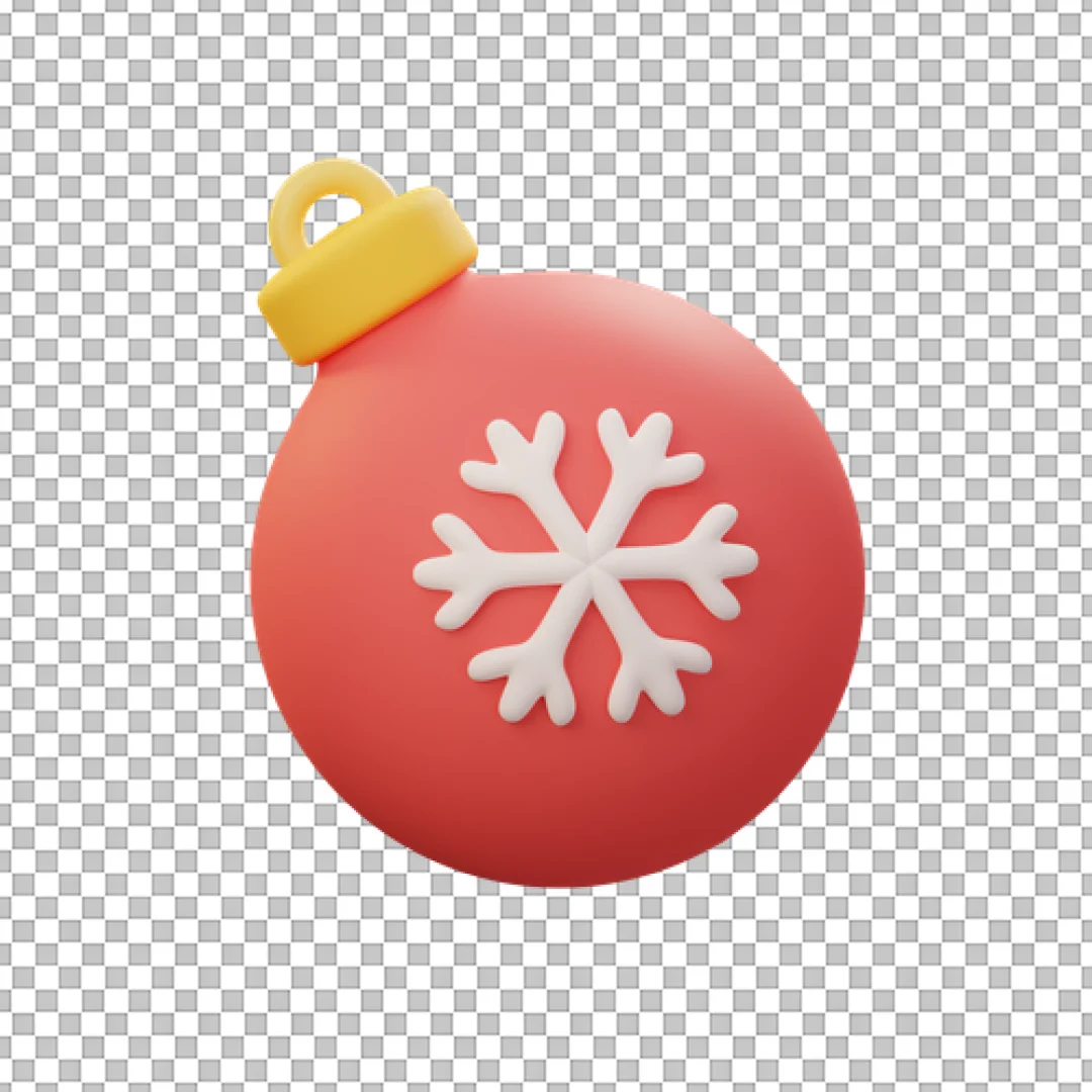 Red Matte Christmas Bauble With Snowflake PNG